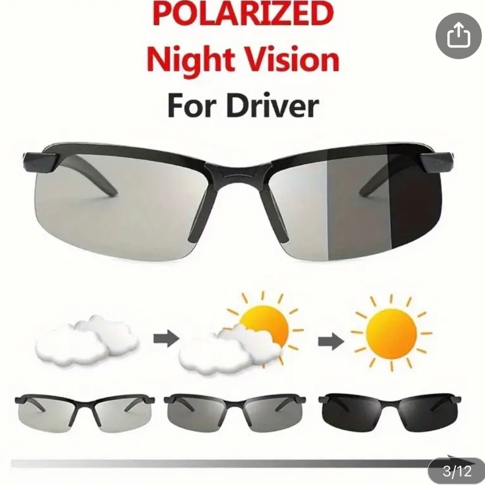 Like new, unisex lightweight polarized night/sport glasses with sport pc frame.